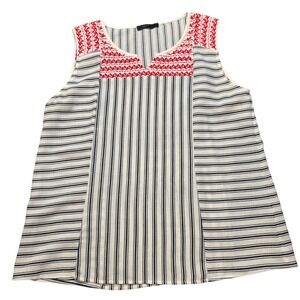 THML Embroidered Striped Sleeveless Tank Top Women's Size L